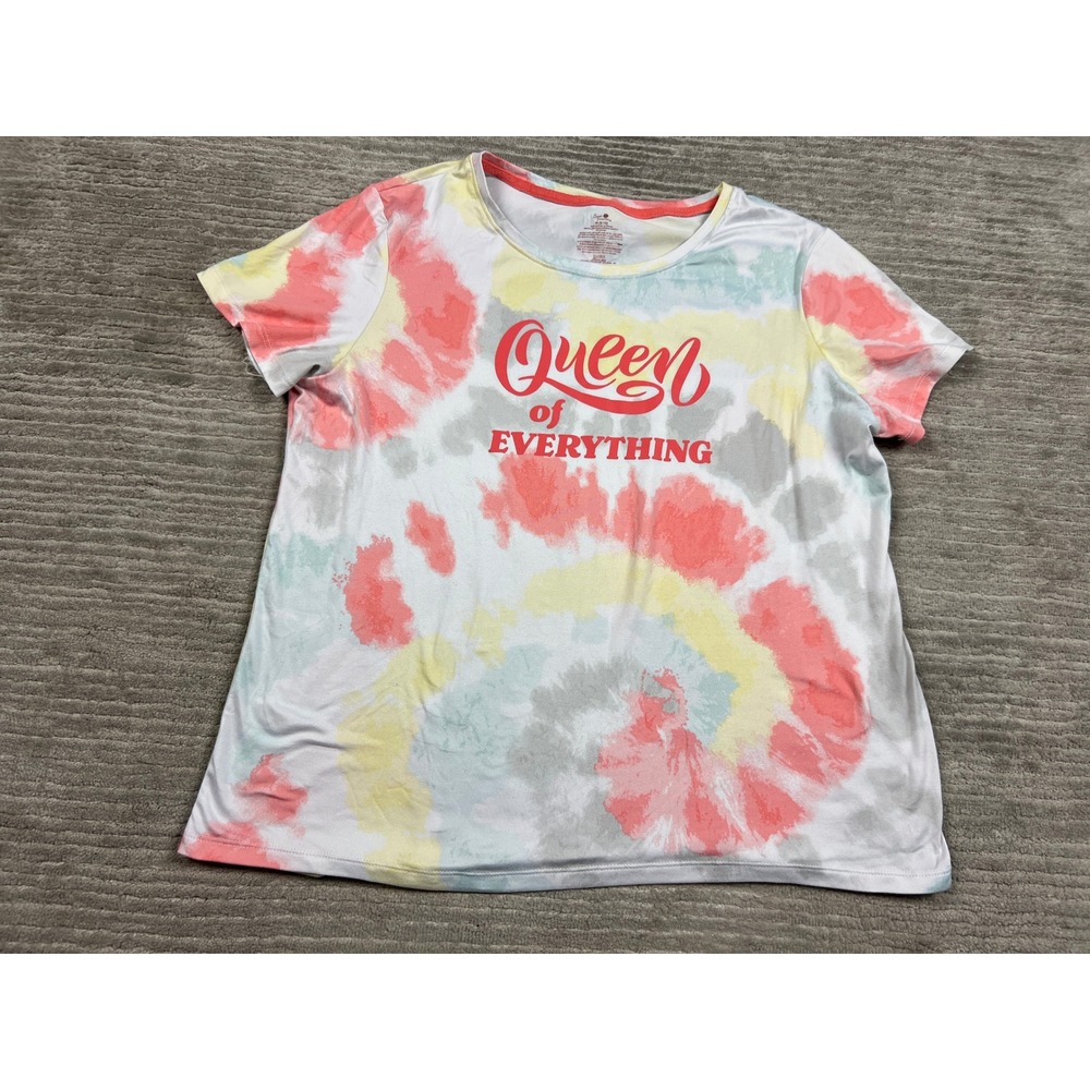 Secret Treasures Pajama Top Womens M Multi Tie Dye Queen of‎ Everything Sleep